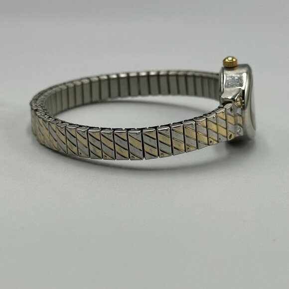 3/$30 Precision by Gruen Watch Women Silver/ Gold Stretch Band Oval Petite - Picture 9 of 13